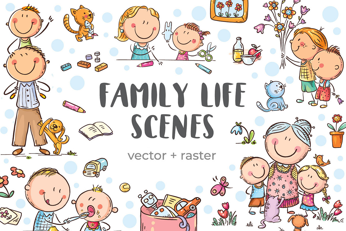 Family clipart set life scene bundle, a Healthcare Illustration by Bubert Art (Photo 1 of 7)