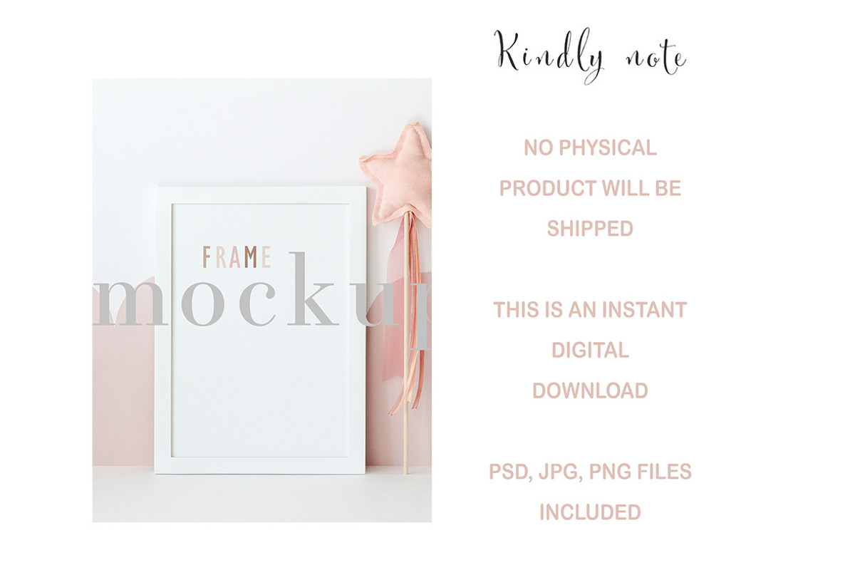 Nursery Frame Mockup A4 Kids Girl, a Print Template by BirdieFrames (Photo 3 of 3)