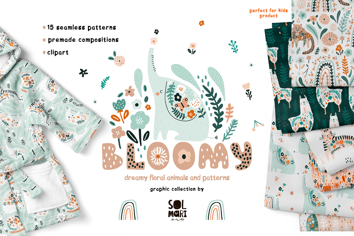 BLOOMY childish graphic collection, a Pattern Graphic by solmariart (Photo 1 of 10)