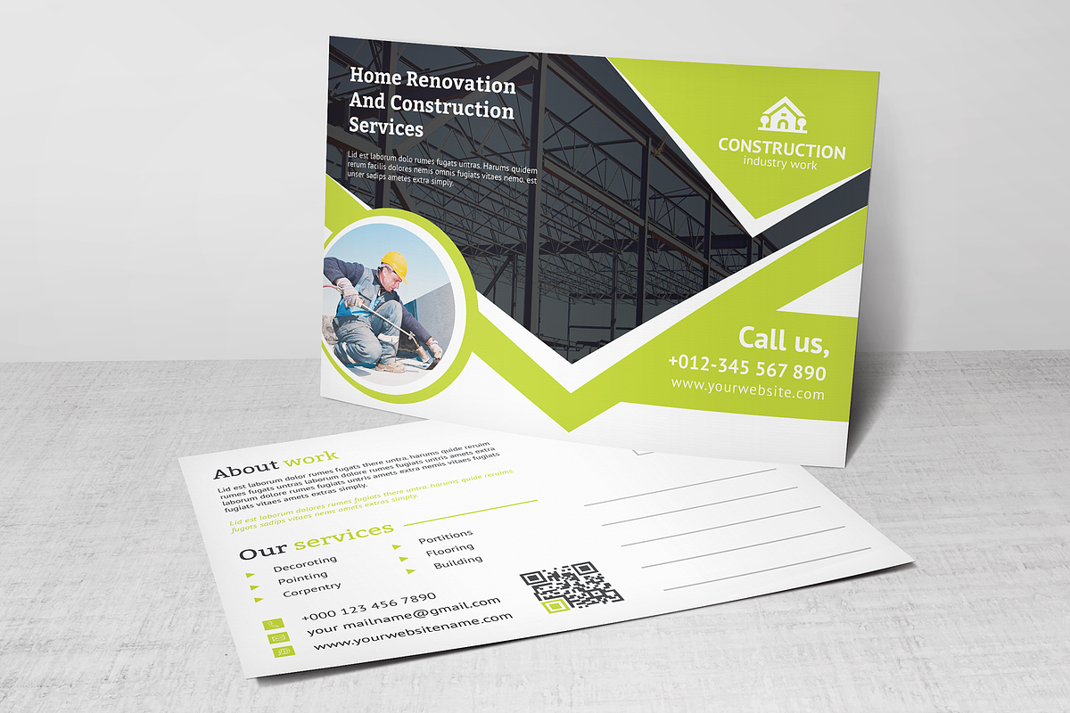 Construction Postcard, a Card Template by GenerousArt