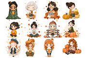 Girl Pumpkin Spice Clipart, a Decorative Illustration by stickermadness (Thumbnail 3 of 4)