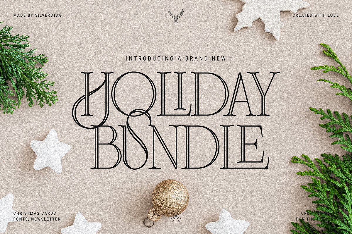 Holiday Bundle - Fonts, Cards & More, a Design Template by SilverStag Type Foundry (Photo 1 of 27)