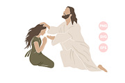 Jesus and Girl Christian vector, a Person Illustration by ⋒DesignECShop⋒ (Thumbnail 1 of 3)