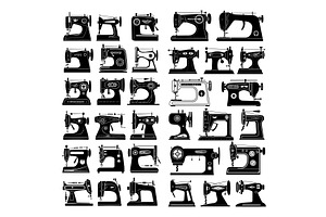 Sewing machines black flat vector, an Object Illustration by Onyx