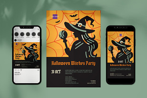 Halloween Poster + Social Media, a Social Media Template by Juru Rancang Graphic