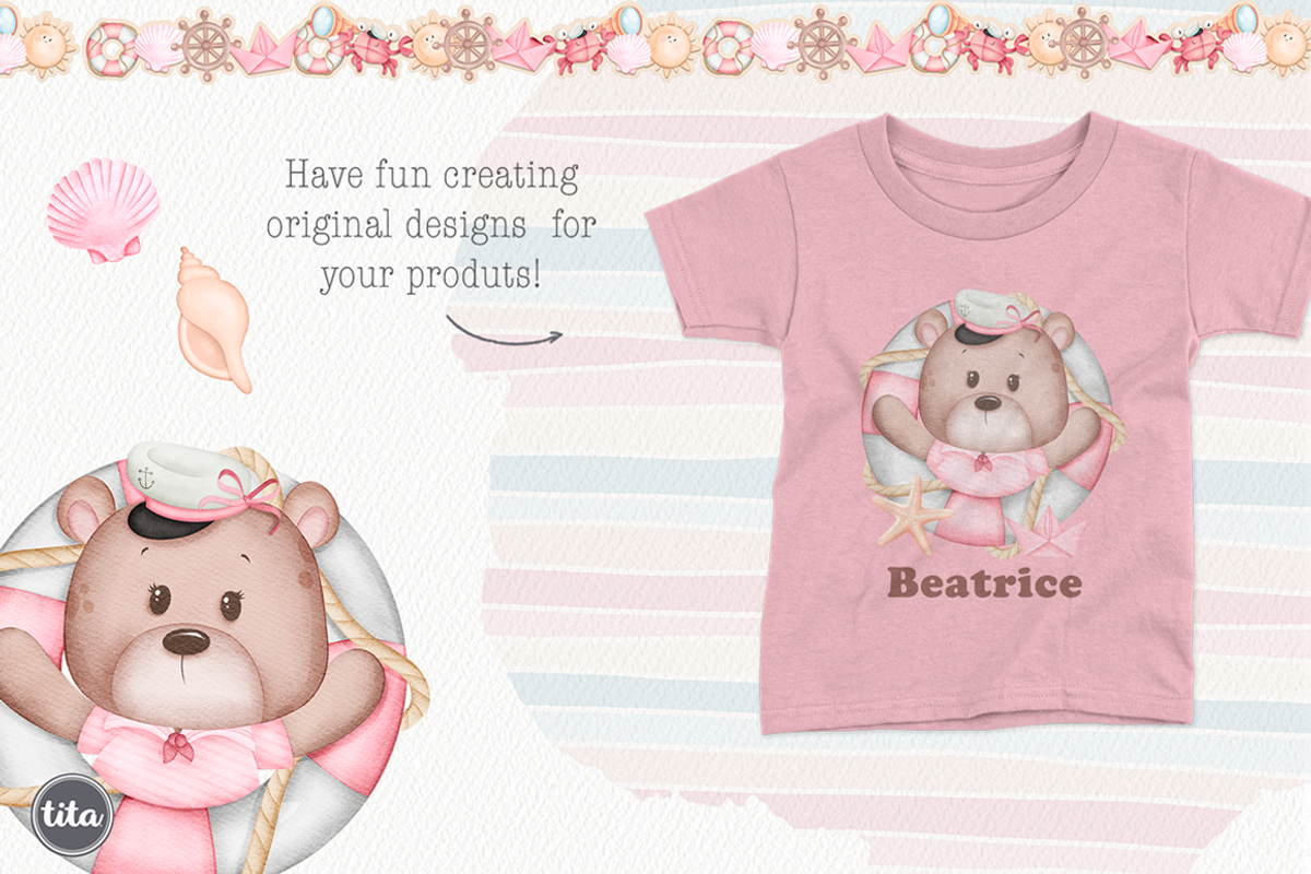 Sailor Bear - Cute clipart set, an Animal Illustration by Tita Creative Studio (Photo 4 of 6)