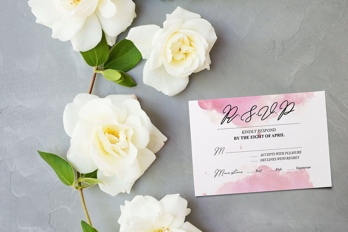 Watercolor Save the date, RSVP cards, an Invitation Template by Chic templates (Photo 3 of 3)