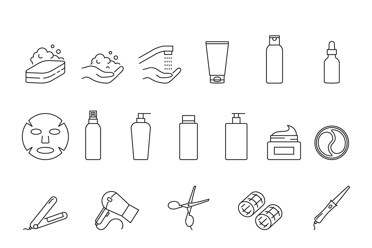 Skin and hair care icons, an Outline Icon by mayrum (Photo 5 of 5)