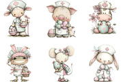 Whimsical Easter Nurse Animals, an Illustration by Designking (Thumbnail 3 of 5)