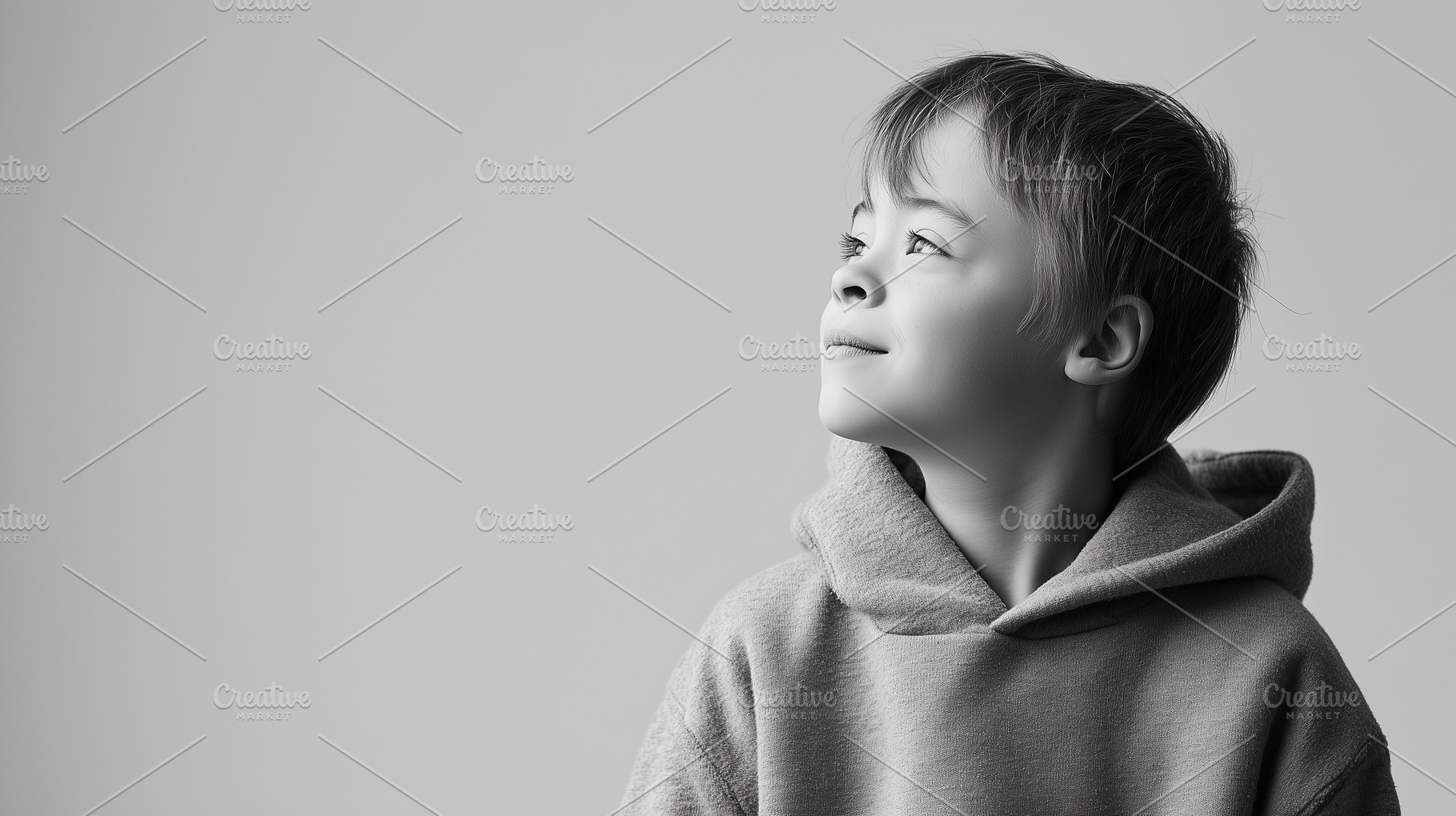 Black and white portrait of a boy, a Person Photo by MistyDay