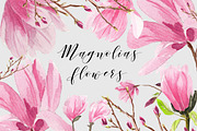 Magnolias Watercolor flowers, an Illustration by Anis Illustration (Thumbnail 1 of 7)
