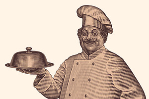 Chef. Vector Engraving