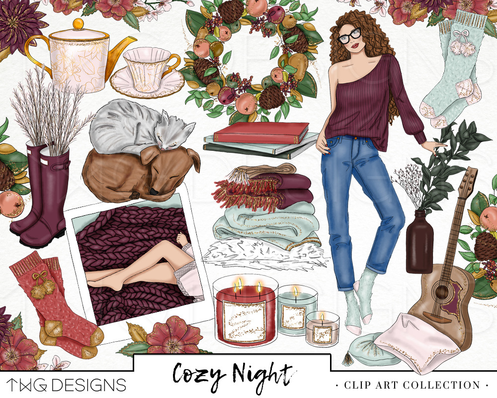 Cozy Fall Fashion Girl Clip Art, an Illustration by TWG Designs