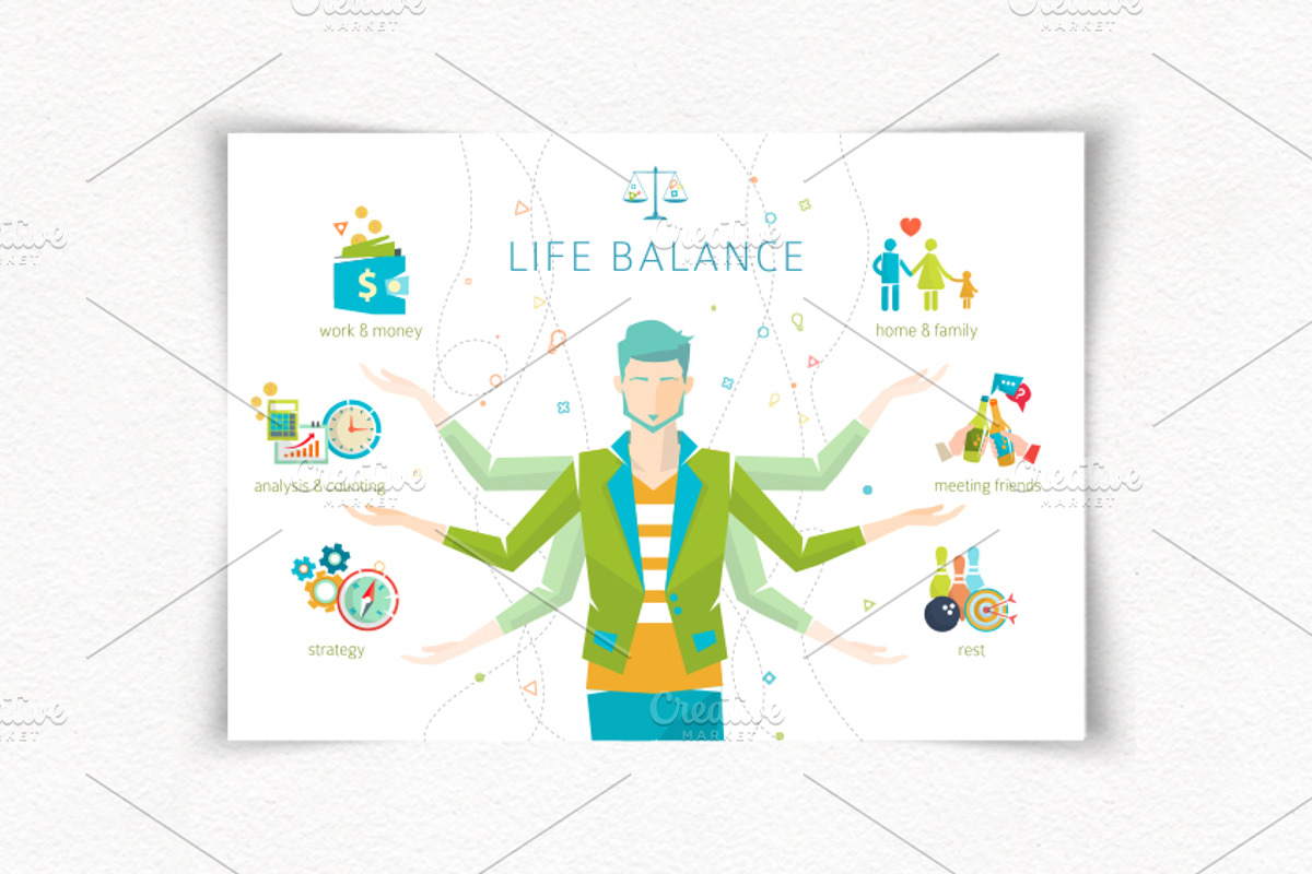 Infographics: Man Life Balance, a Healthcare Illustration by ArtoJoy