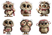 Whimsical Valentine Day Owl Clipart, an Illustration by DreamArtGraphic (Thumbnail 4 of 4)