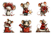 Whimsical Mouse Christmas Clipart, an Illustration by SinaCreation (Thumbnail 4 of 11)