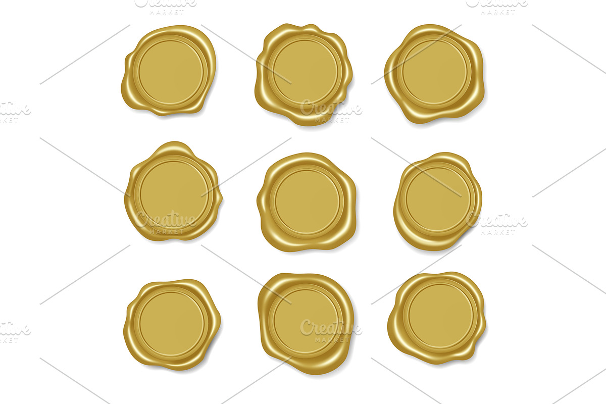 Golden wax seal, premium gold, an Illustration by Frogella
