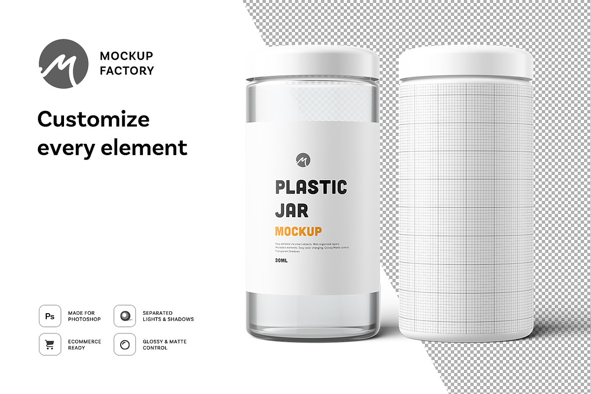 Plastic Jar Mockup, a Cups & Container Mockup by Mockup Factory (Photo 2 of 3)