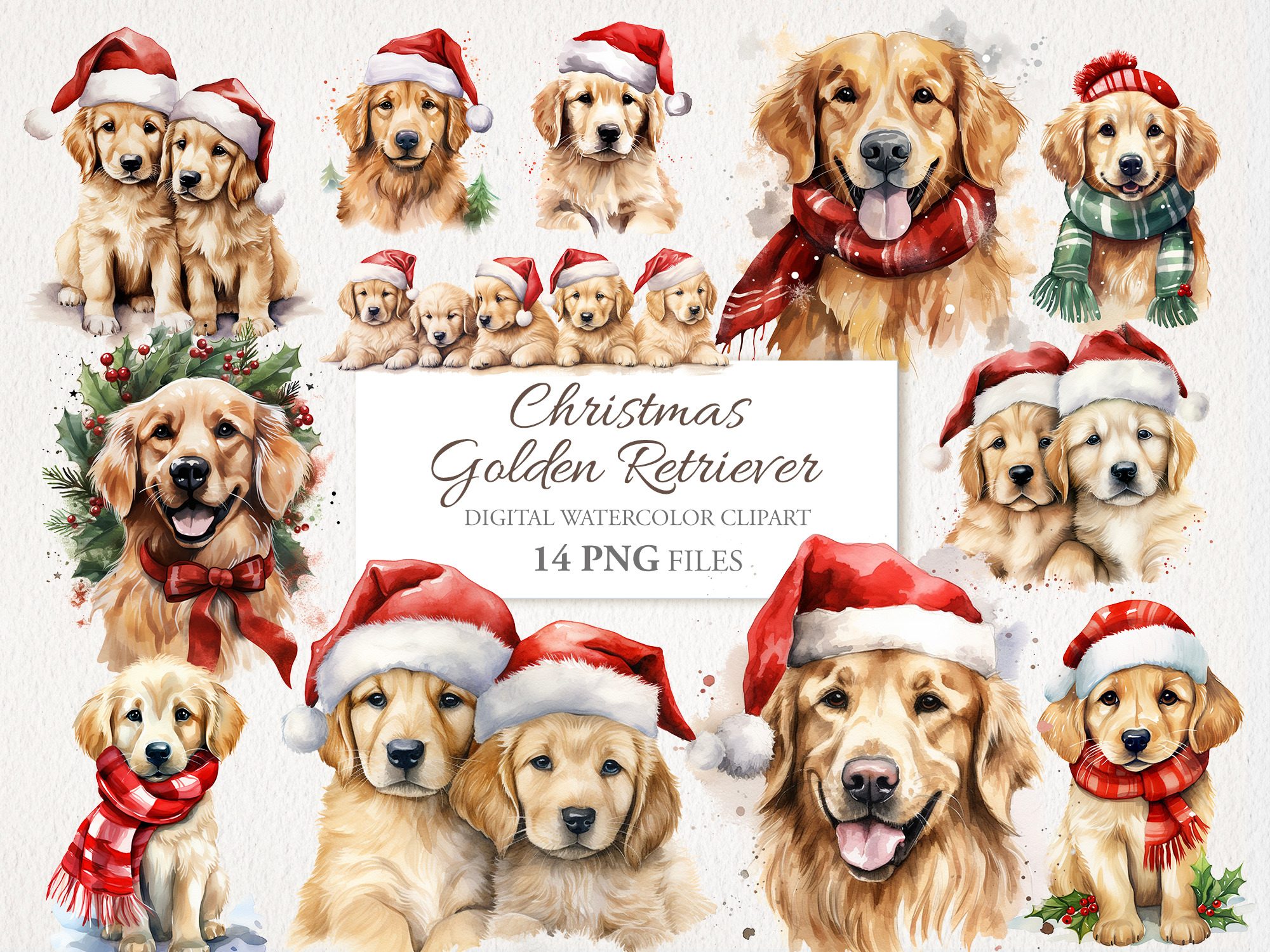 Christmas Golden Retriever PNG Ai, an Animal Illustration by EleSArtDesign