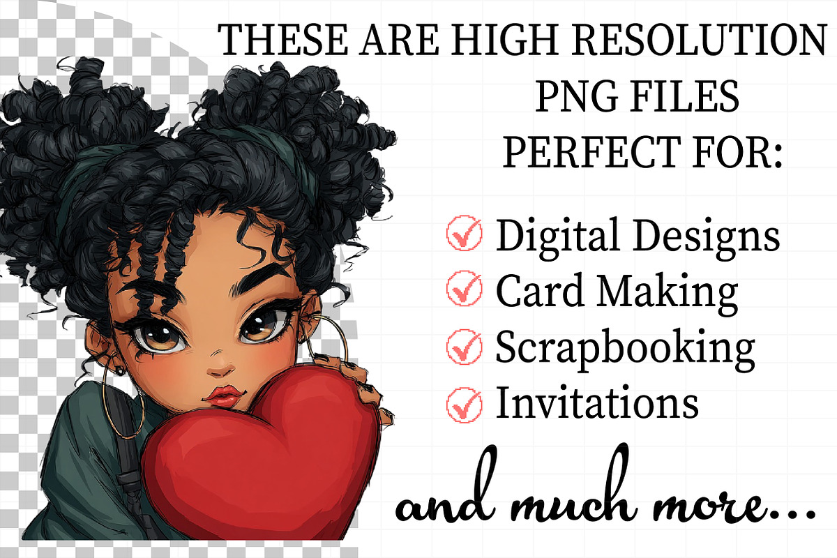 Valentine Holiday Black Girl Clipart, an Illustration by Daily.Designs (Photo 2 of 8)