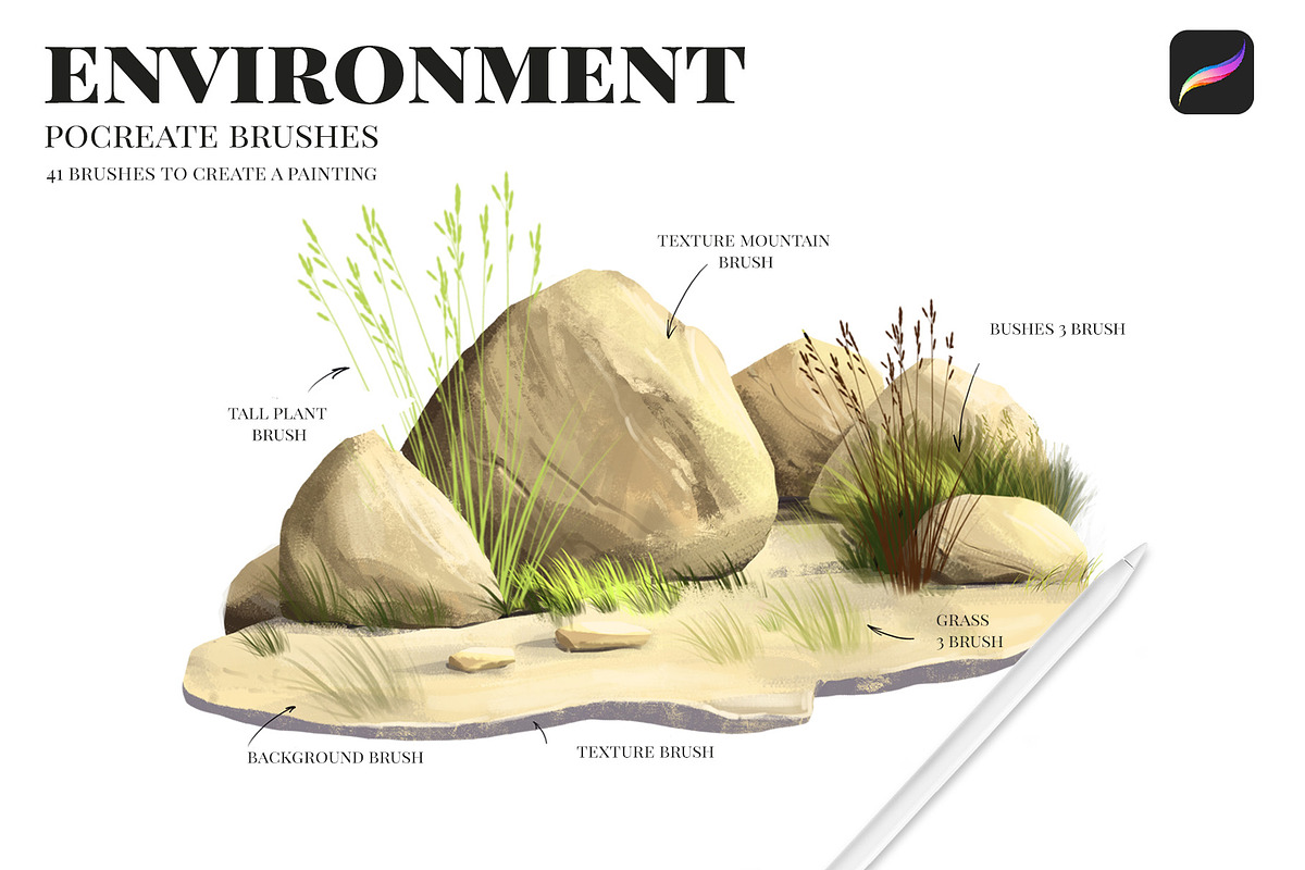 Environment Procreate brushes, a Brush Add-On by sparklePixieStudio BRUSH (Photo 2 of 8)