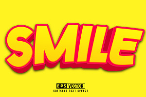 Smile Vector 3d Editable Text Effect