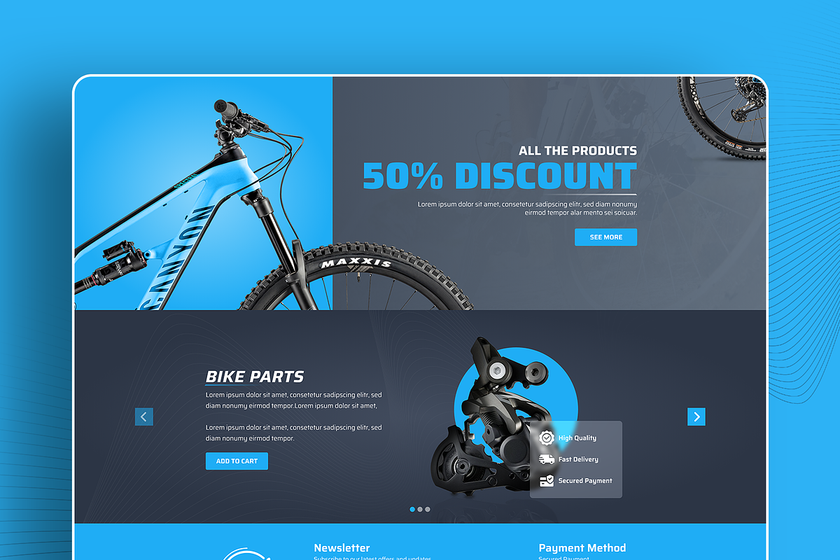 Bike Shop Homepage Ui, a Landing Page Template by HidajetBeqaj (Photo 4 of 5)