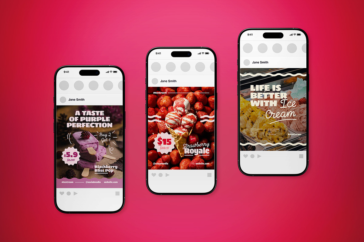 Ice Cream Shop Social Media Pack, a Flyer Template by The Good Store (Photo 4 of 4)