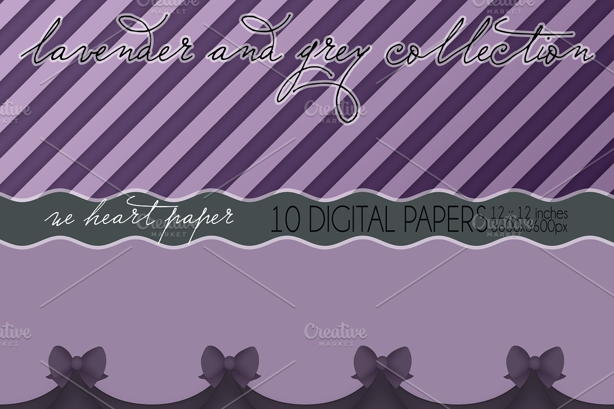Lavender and Grey Digital Papers preview 3