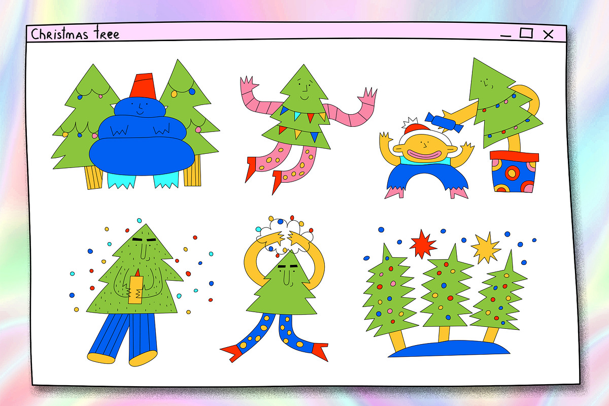 1970 psychedelic Christmas stickers, an Illustration by okchizh (Photo 5 of 8)