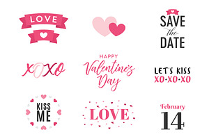 Valentine's Day Vector Text Set