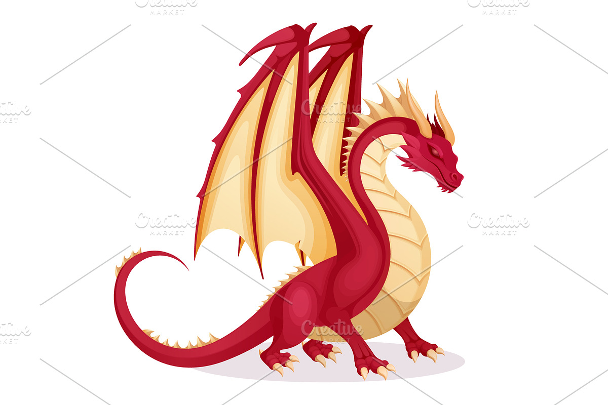 Red fantasy dragon, an Animal Illustration by Yayasya