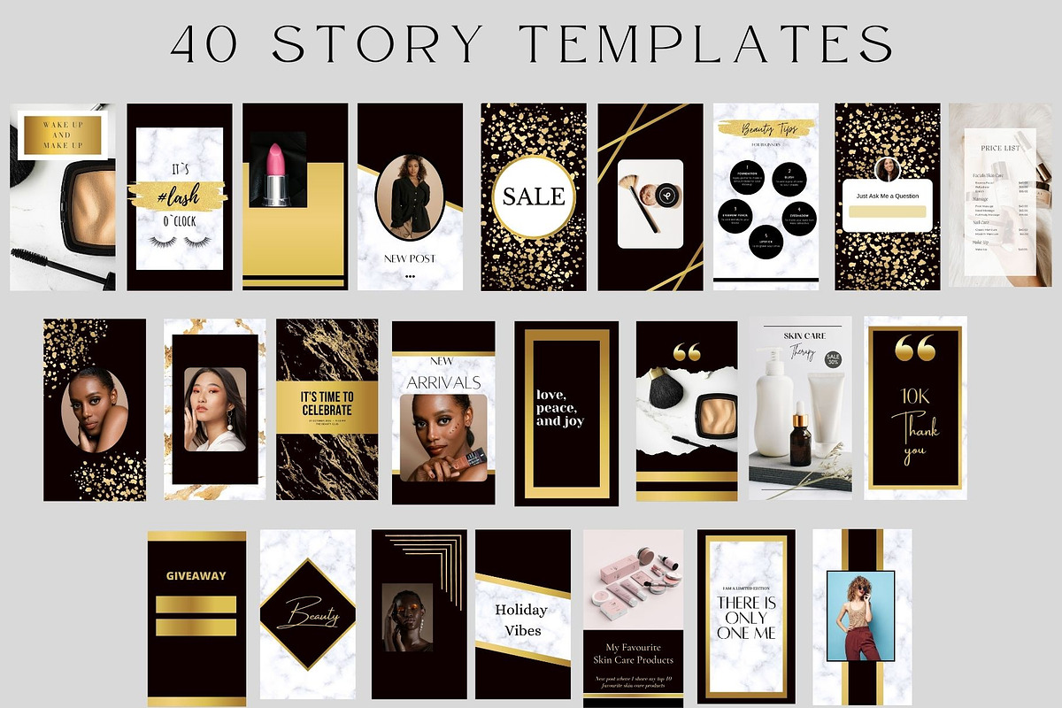 100 Black Gold Instagram Templates,, a Social Media Template by MORION (Photo 2 of 4)