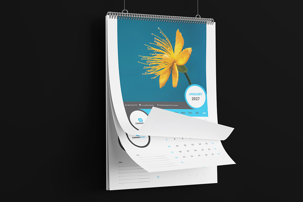 Wall Calendar 2027 - 6 Design Styles, a Stationery Template by Peacock_design (Photo 2 of 7)