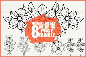 Flower Outline Art Printable bundle, an Illustration by yasushie
