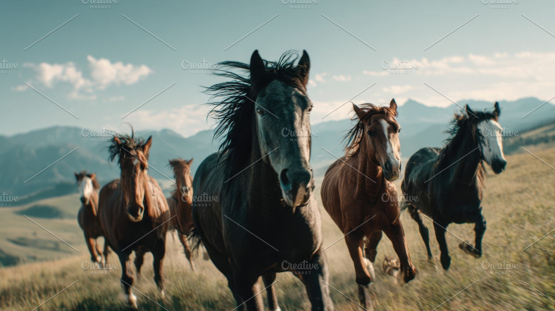 Running horses in a wide field, a Photo by Beautiful things