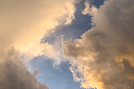 Dusk sky with orange color clouds