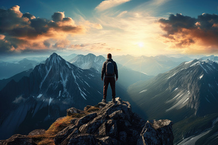 Man standing on top of the mountain, a Photo by Iftikhar Alam