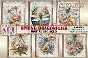 Spring dragonflies card set,Collage, an Object Illustration by CraftArtStory (Thumbnail 1 of 3)