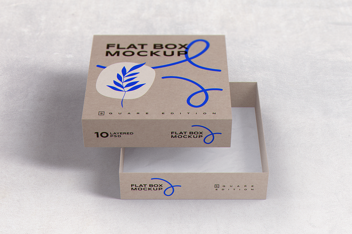 Flat Square Box MockUp, a Cups & Container Mockup by coloformia (Photo 3 of 12)