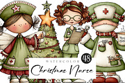 Whimsical Christmas nurse clipart, an Illustration by CreationArt (Thumbnail 1 of 5)