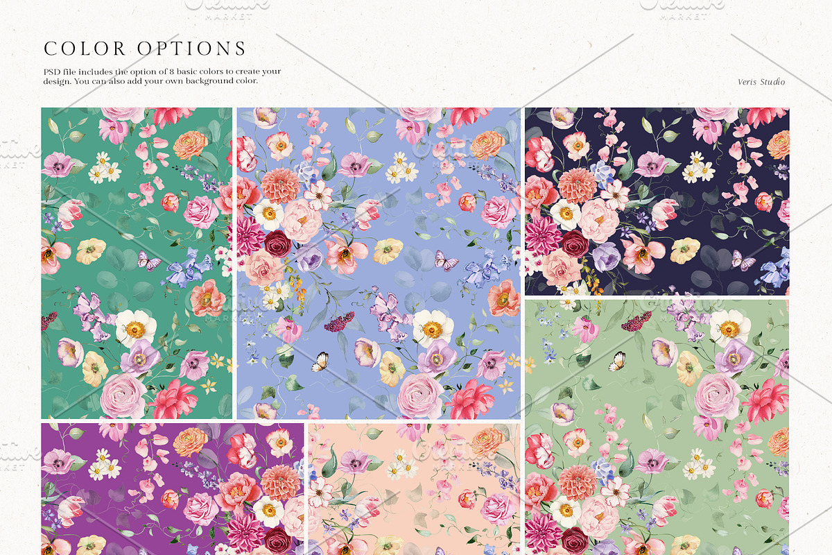 FLORAMA 6 Floral Seamless Patterns, a Pattern Graphic by Veris Studio (Photo 6 of 34)