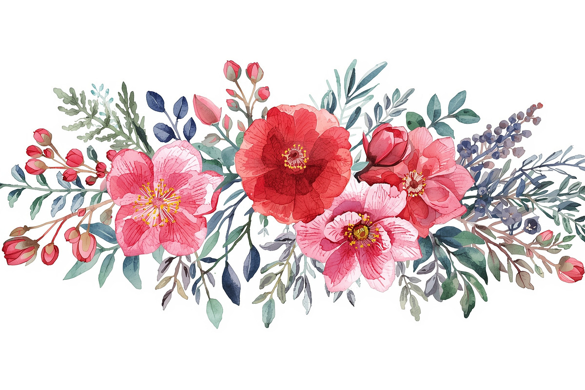 Spring Watercolor Flowers, an Illustration by jahid234 (Photo 10 of 15)