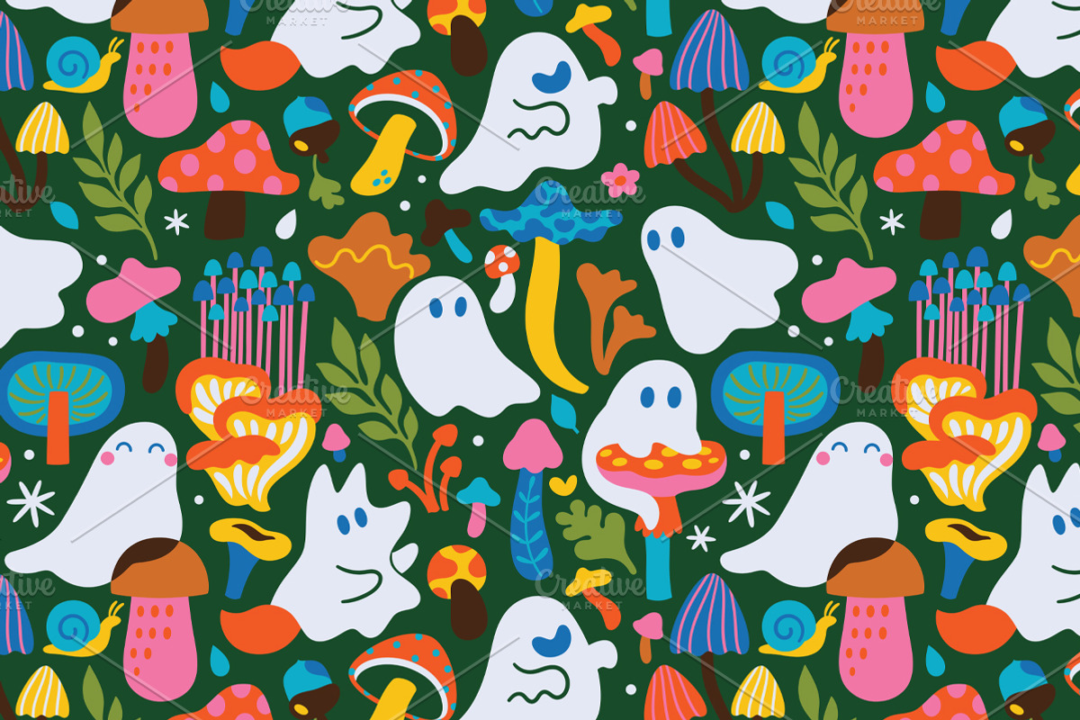 Ghosts in the Mushroom Woods, a Pattern Graphic by PenguinHouse (Photo 3 of 11)