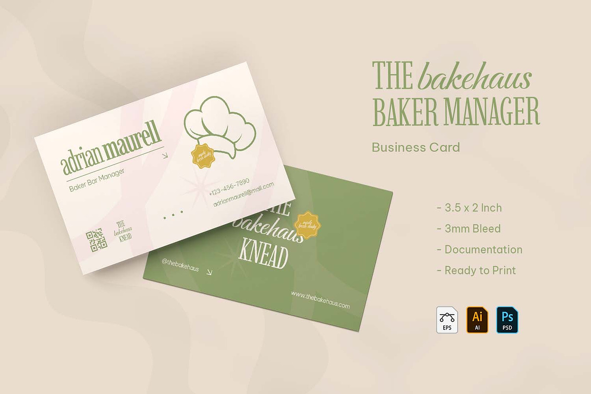 Baker Manager - Business Card, a Business Card Template by VUNIRA (Photo 1 of 3)