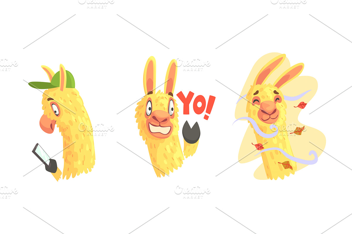 Cute Lama Character Walking in, an Animal Illustration by TopVectors