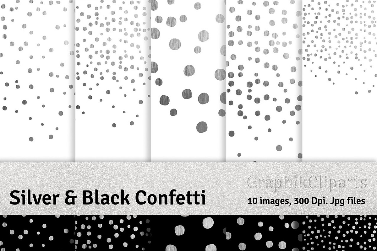 Silver & Black Confetti Papers, a Texture Graphic by Chus Moreno Studio