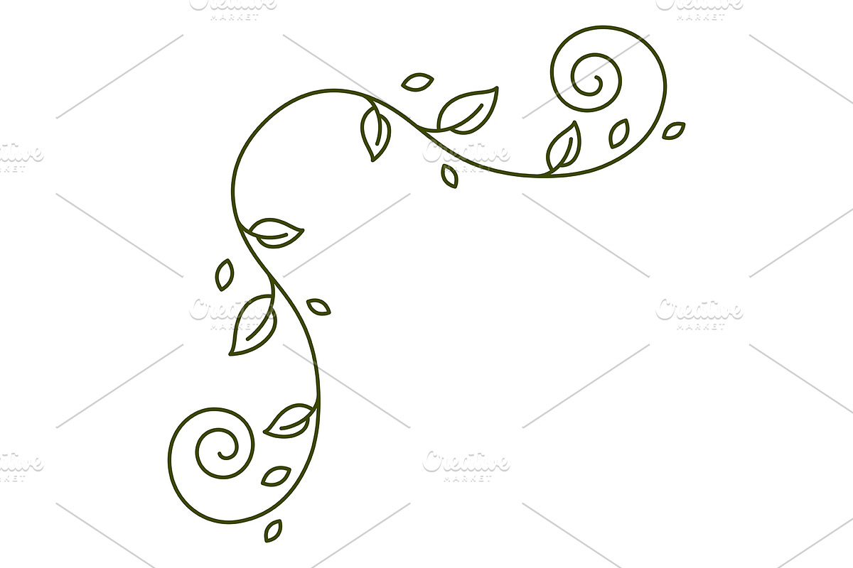 Floral curling corner., a Decorative Illustration by incomible