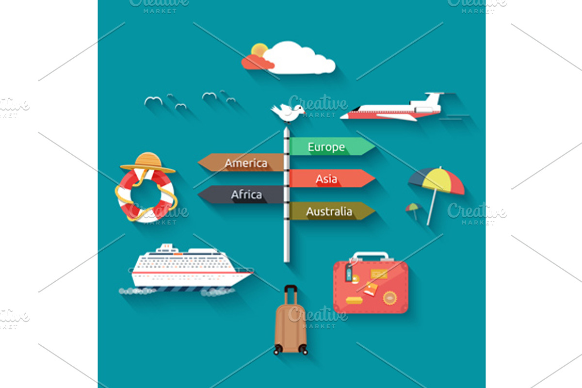 Icons set of traveling and vacation preview 2