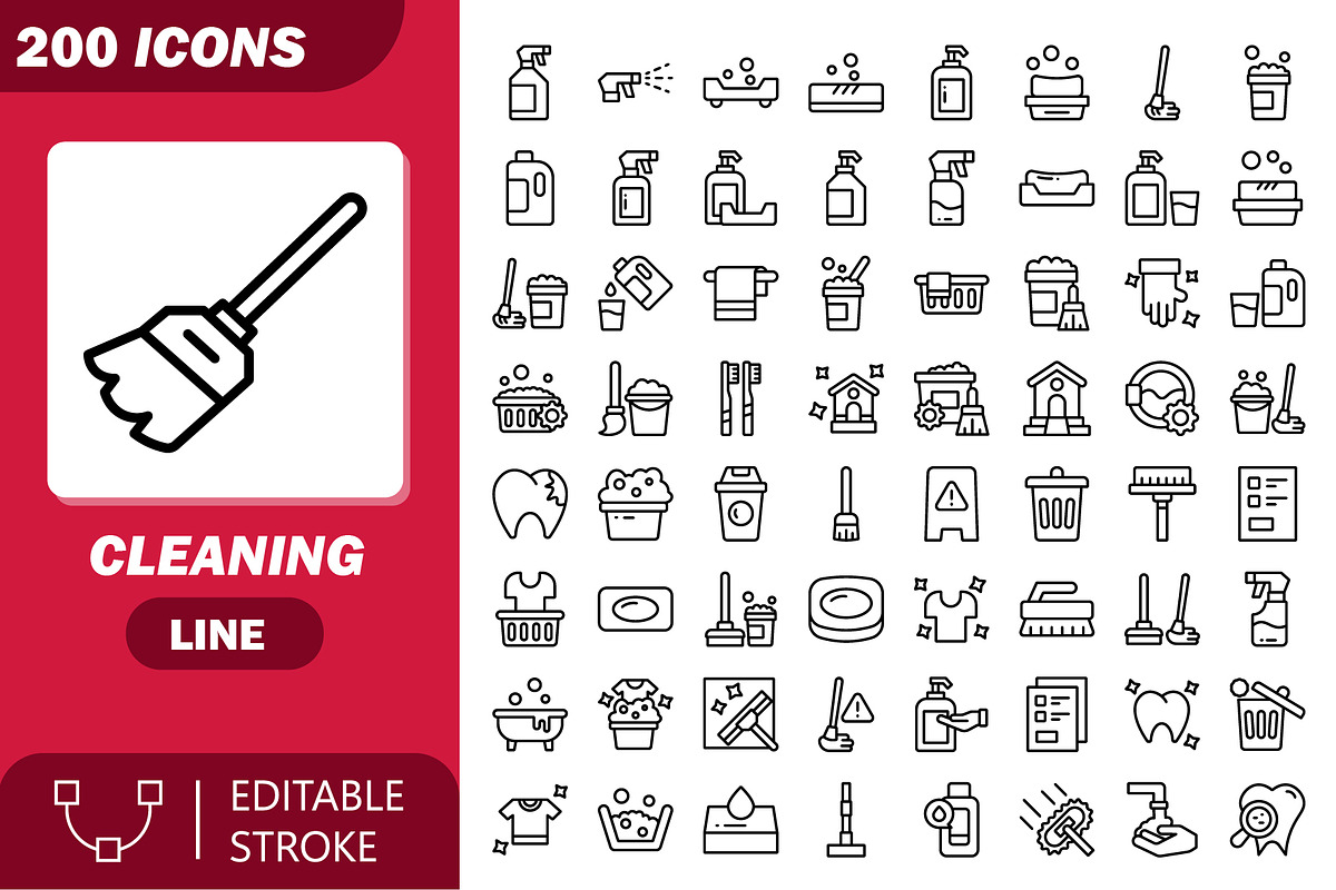 Cleaning Outline Icons, an Outline Icon by Bloodline